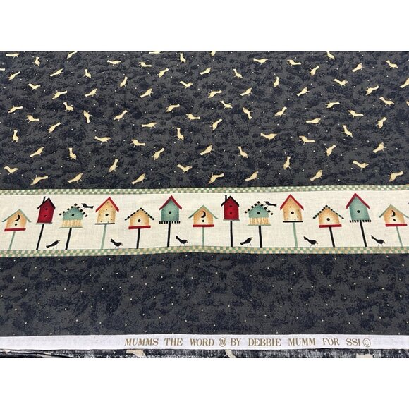 Debbie Mumm "Mumms The Word" Birdhouse Border Cotton Fabric 2.30 Yards x 42" W - Picture 1 of 10